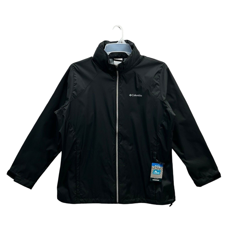 Columbia Women's Waterproof Rain Jacket Size 2X Solid‎ Black Hooded Lightweight - Picture 6 of 7